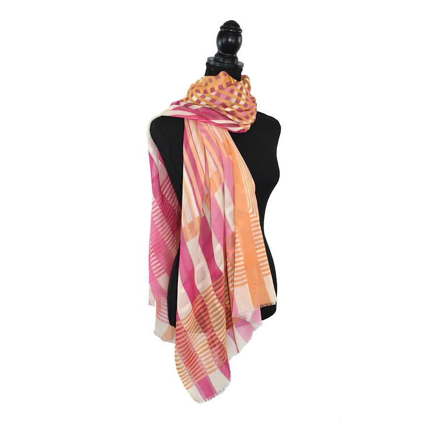 Cody Striped Cotton Scarf - Pink