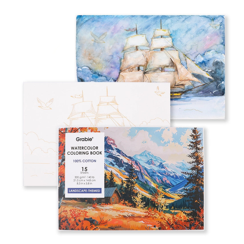 Landscape-Themed Watercolor Coloring Book