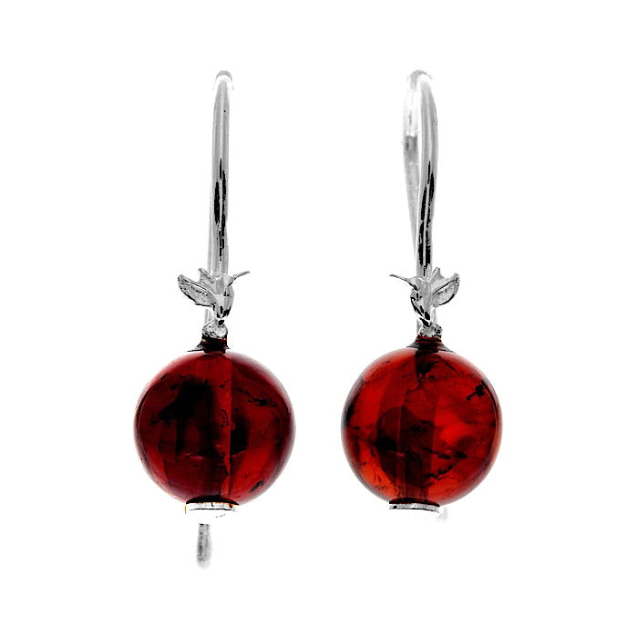 Amber Ball Drop Hummingbird Earrings