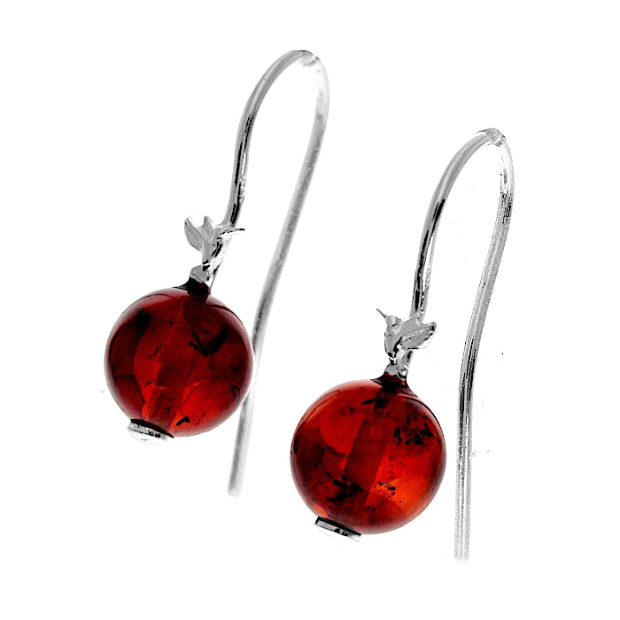 Amber Ball Drop Hummingbird Earrings