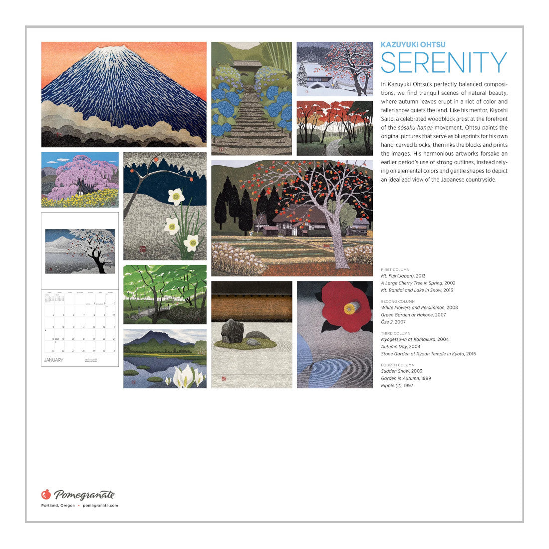 2026 Serenity: Kazuyuki Ohtsu Wall Calendar