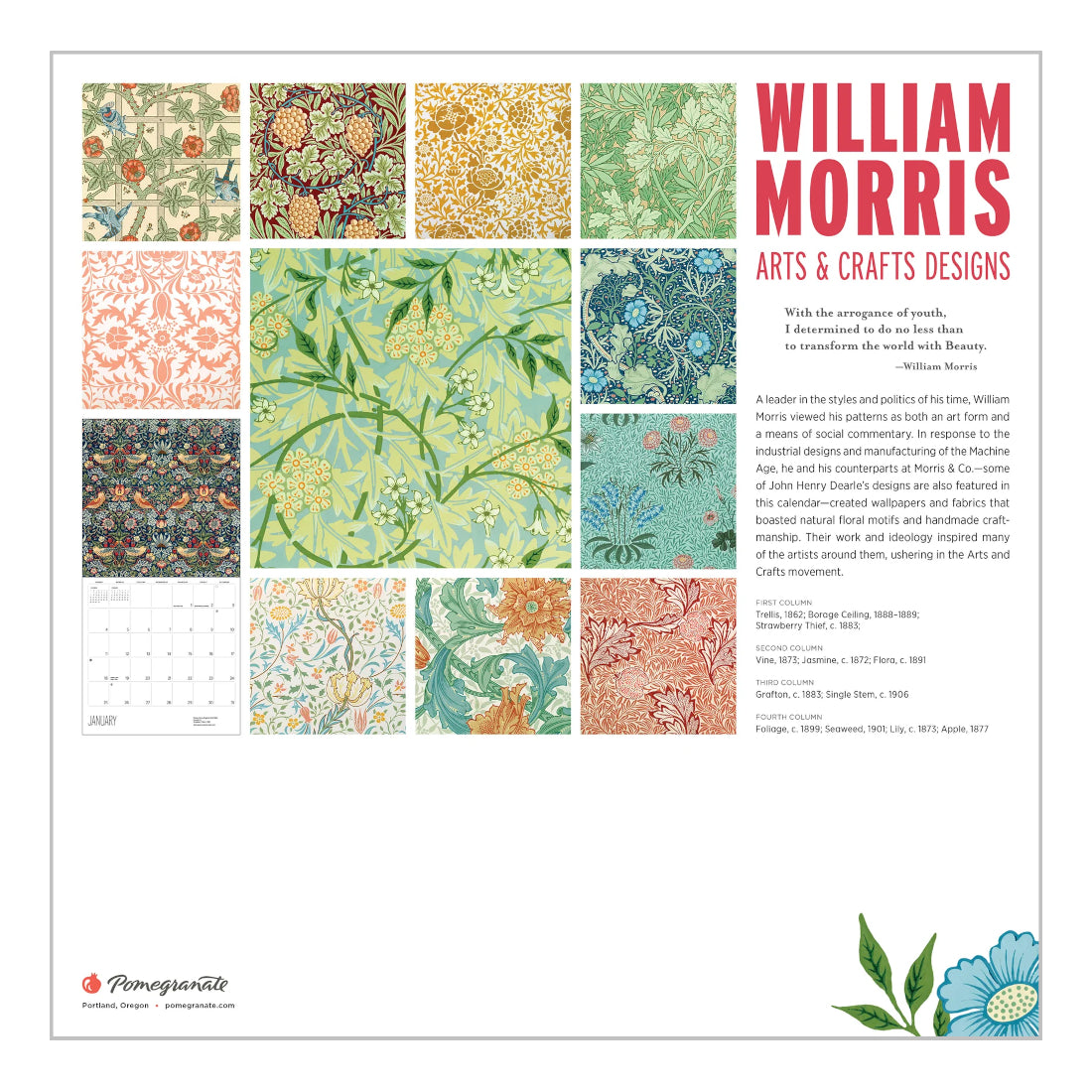 2026 William Morris Wall Calendar