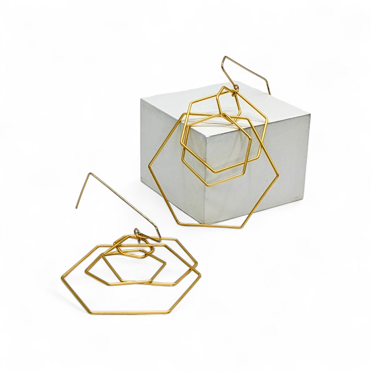 Gold Hexxx Hook Earrings
