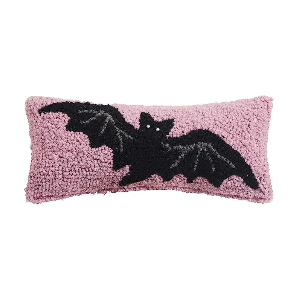 Pastel Bat Hooked Pillow