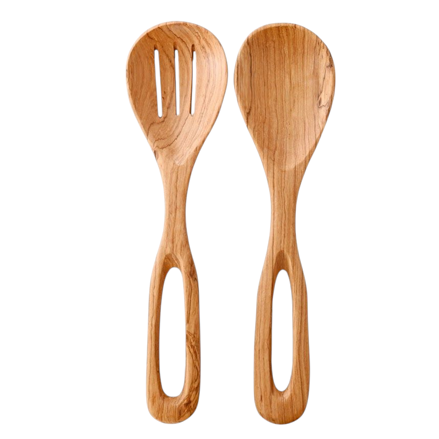 Kenyan Olive Wood Looped Salad Servers