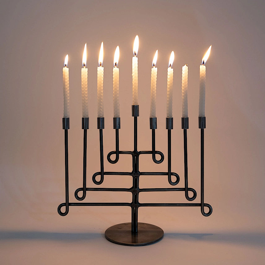 Antiqued Twisted Iron Menorah