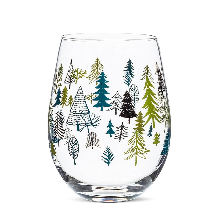 Allover Trees Stemless Wine Glass