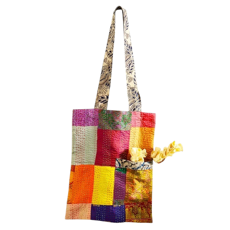 Silk Kantha Tote Bag