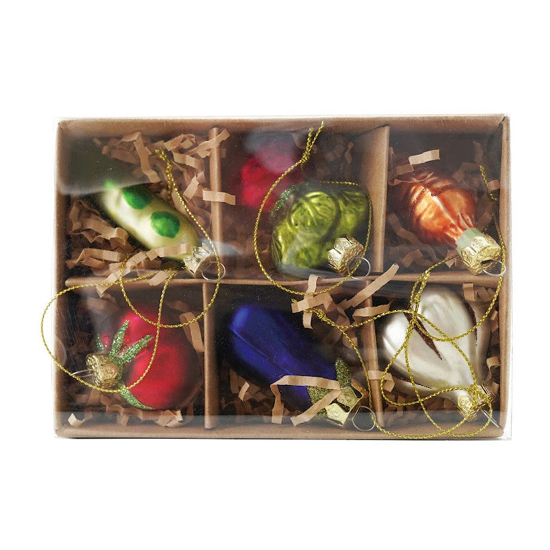 Glass Vegetable Ornament Set
