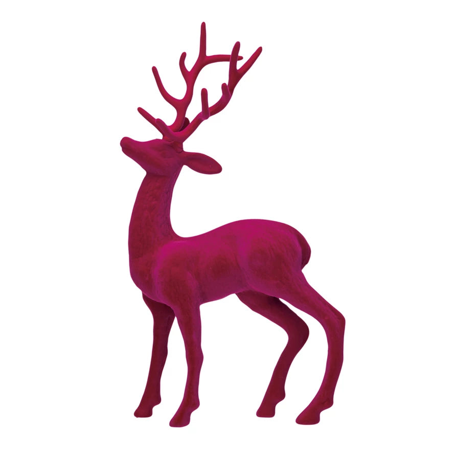 Hot Pink Flocked Reindeer