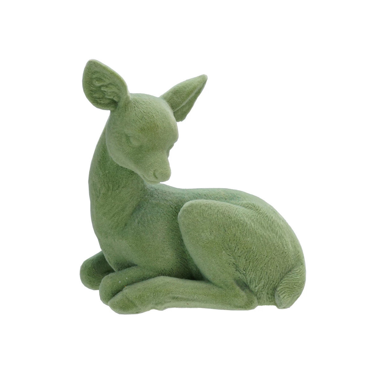 Sitting Mint Flocked Deer