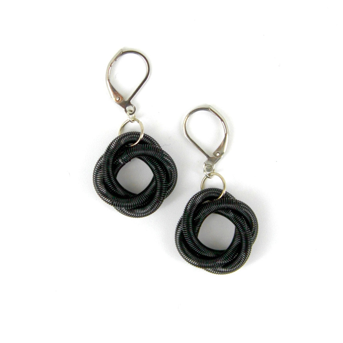 Black Piano Wire Float Knot Earrings
