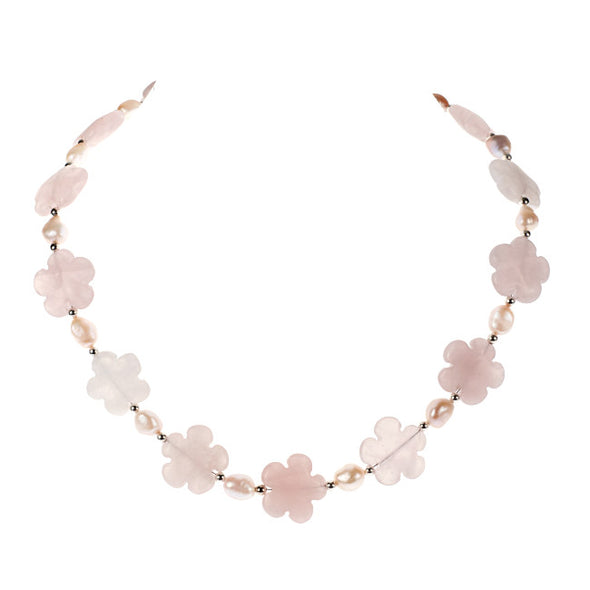 Rose Quartz Sakura Cherry Blossom Necklace
