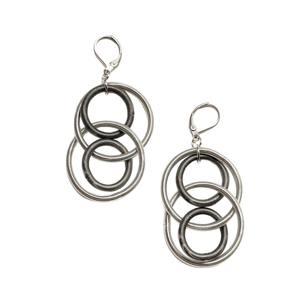Dual Tone Piano Wire Loop Earrings