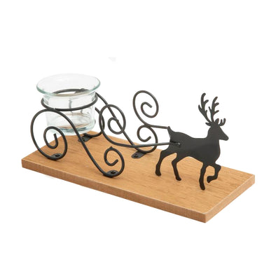 Wood & Metal Reindeer Tea Light Holder