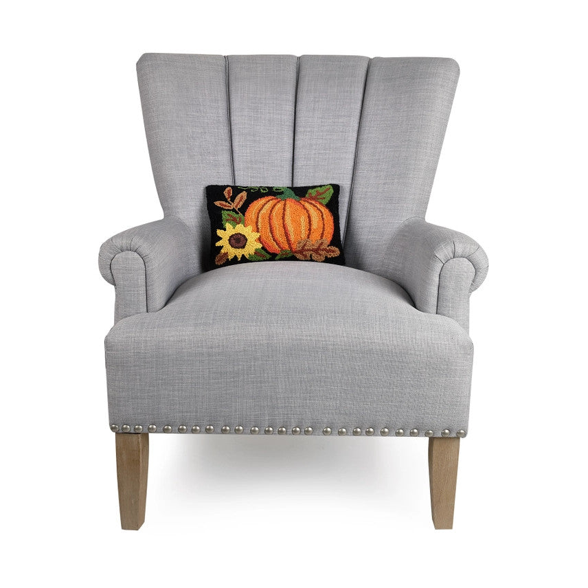 Pumpkin & Sunflower Hooked Pillow