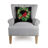 Cardinal on Holly Wreath Pillow