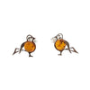 Cognac Amber Bird Stud Earrings