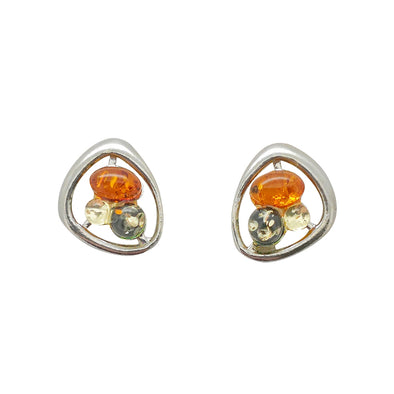 Multi-Color Amber Stud Earrings