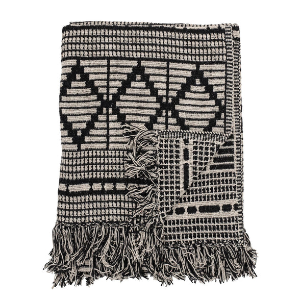 Black & Beige Boho Recycled Throw Blanket