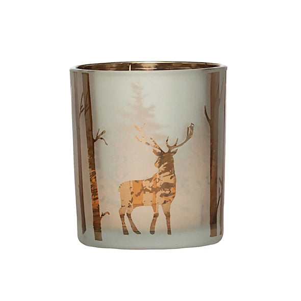 Forest Scene Mercury Glass Candle Holder