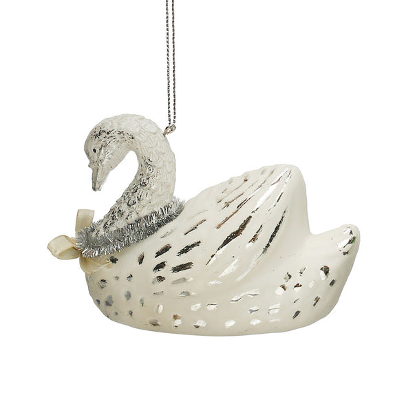 Glass Swan Ornament