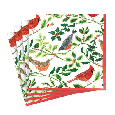 Songbirds and Holly Paper Cocktail Napkins