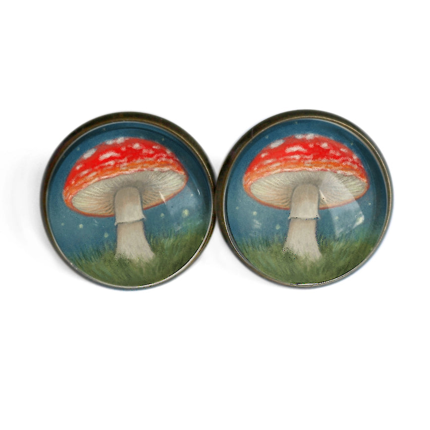 Moonlit Mushrooms Stud Earrings