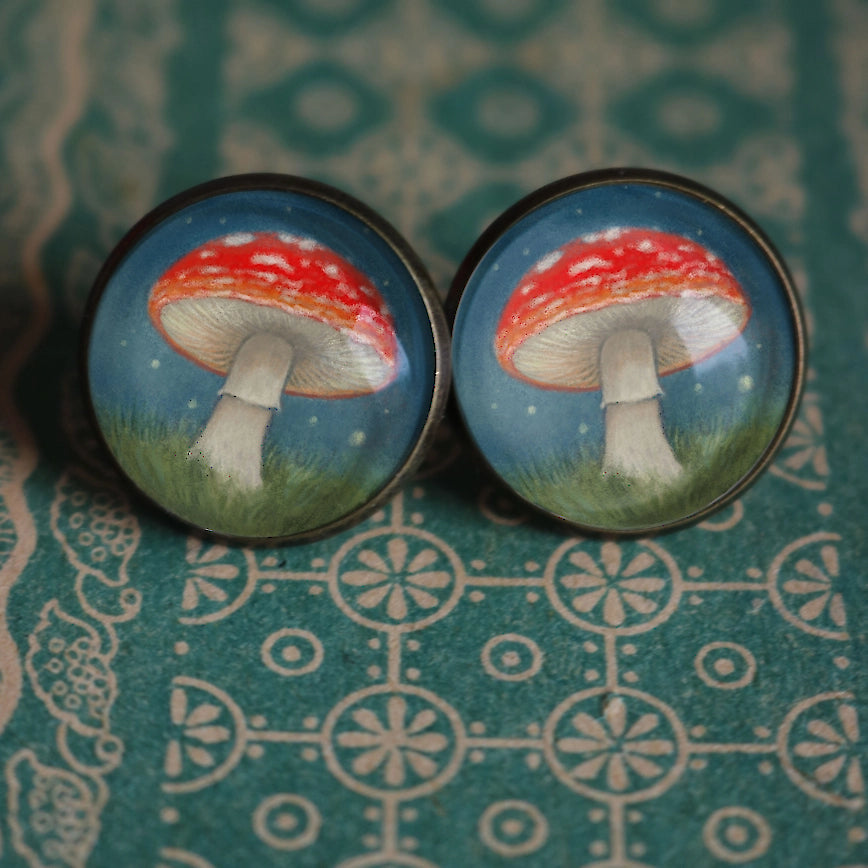 Moonlit Mushrooms Stud Earrings