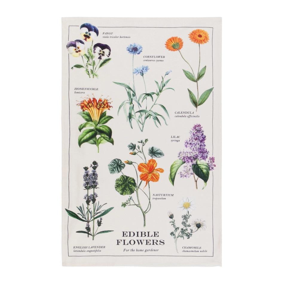 Edible Flowers Tea Towel