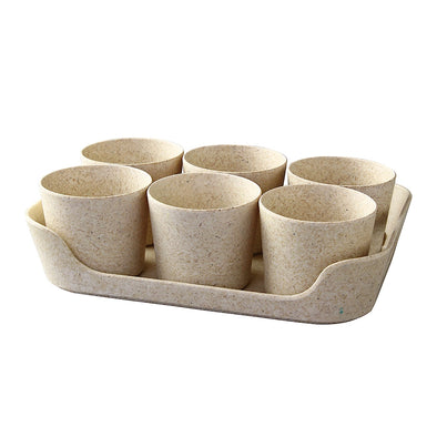 Sustainable Herb Pot and Tray Set (6 Pieces)