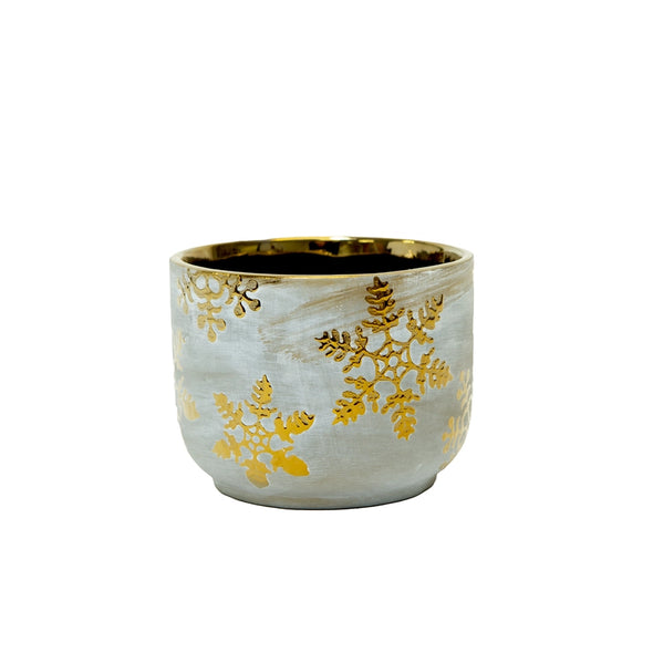 Concrete & Gold Snowflake Pot