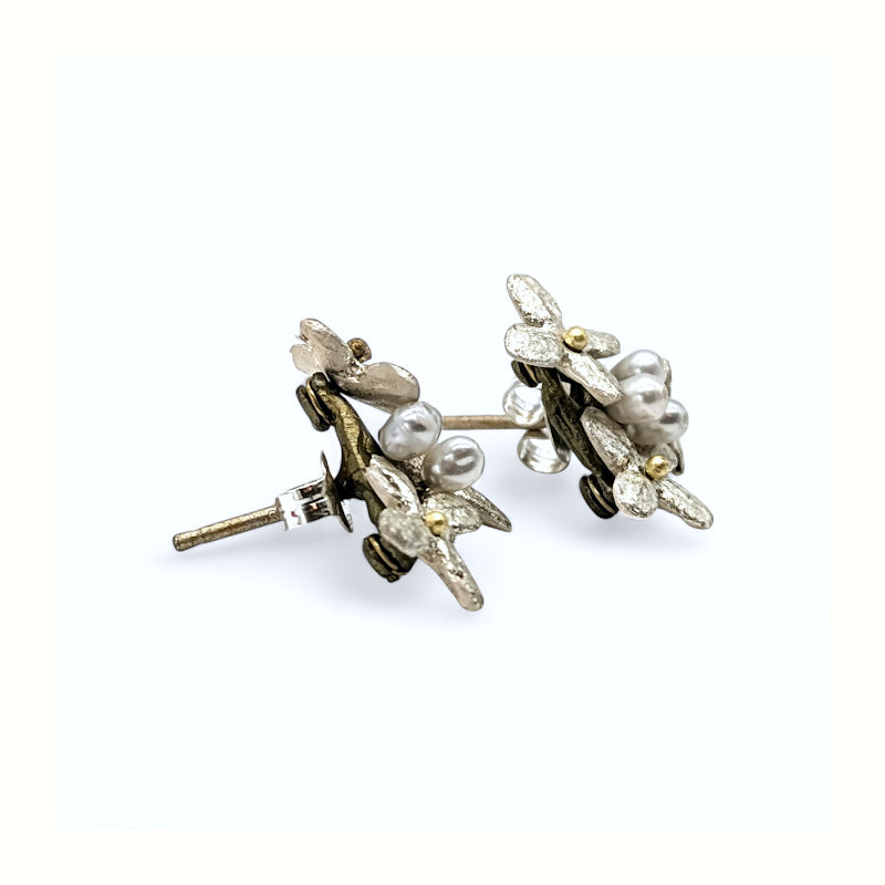 White Hydrangea Post Earrings