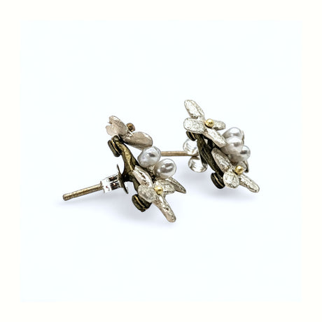 White Hydrangea Post Earrings