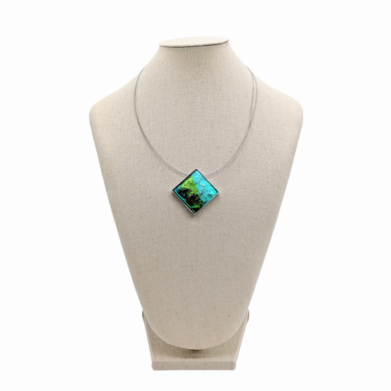 Dichroic Resin Pendant Necklace