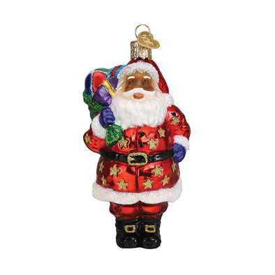 Jolly African American Santa Ornament