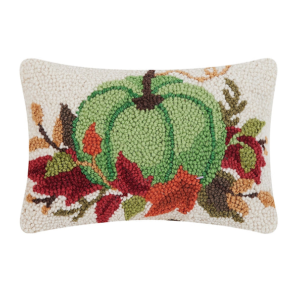 Green Pumpkin Hooked Pillow