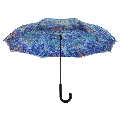 Van Gogh 'Irises' Reverse Close Umbrella