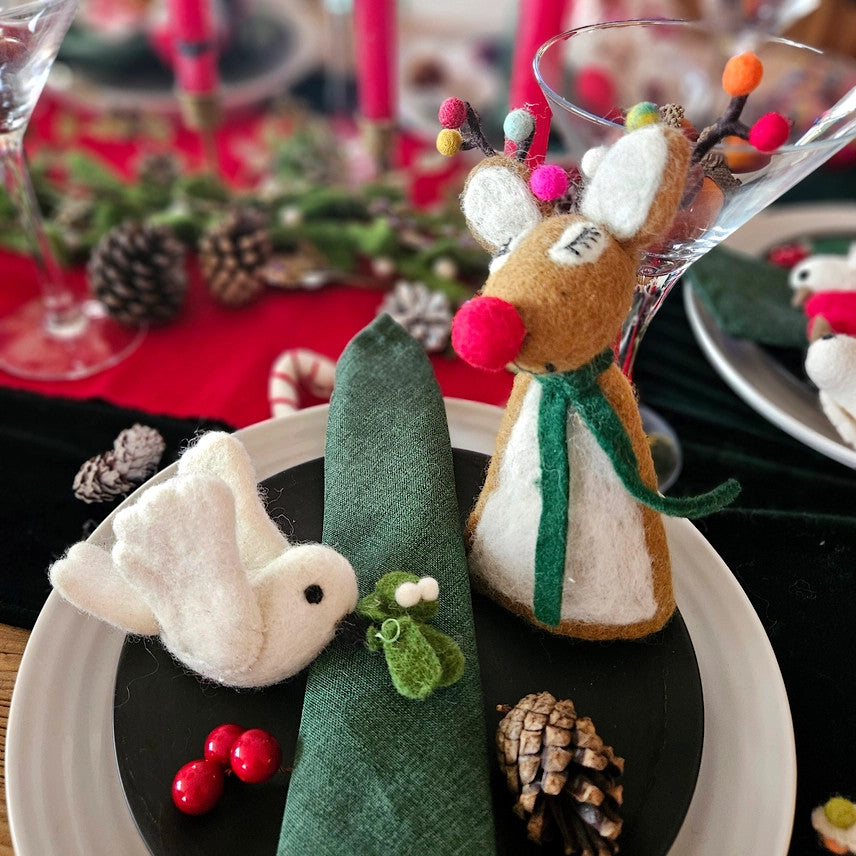 Felted Mistletoe Dove Ornament