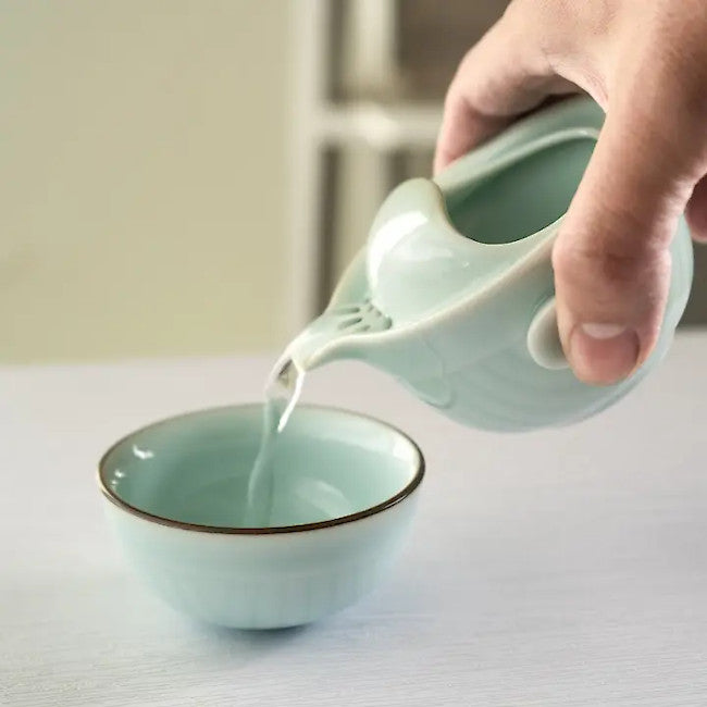 Koi Fish Tea Set for One - Light Blue