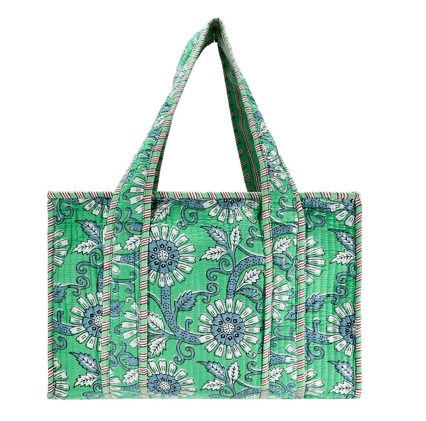 Hand-Stamped Tote Bag - Green