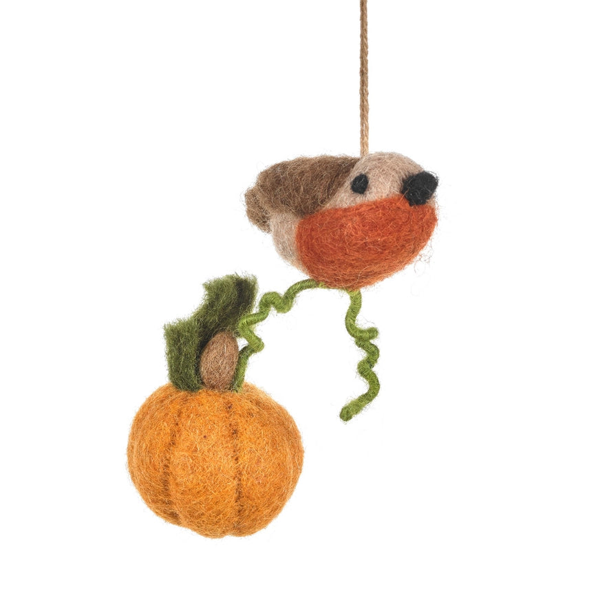 Robin & Pumpkin Felt Ornament