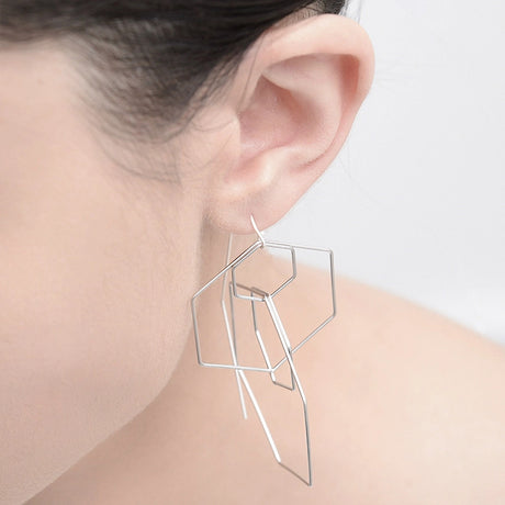 Silver Hexxx Hook Earrings
