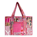 Hand-Stamped Tote Bag - Pink