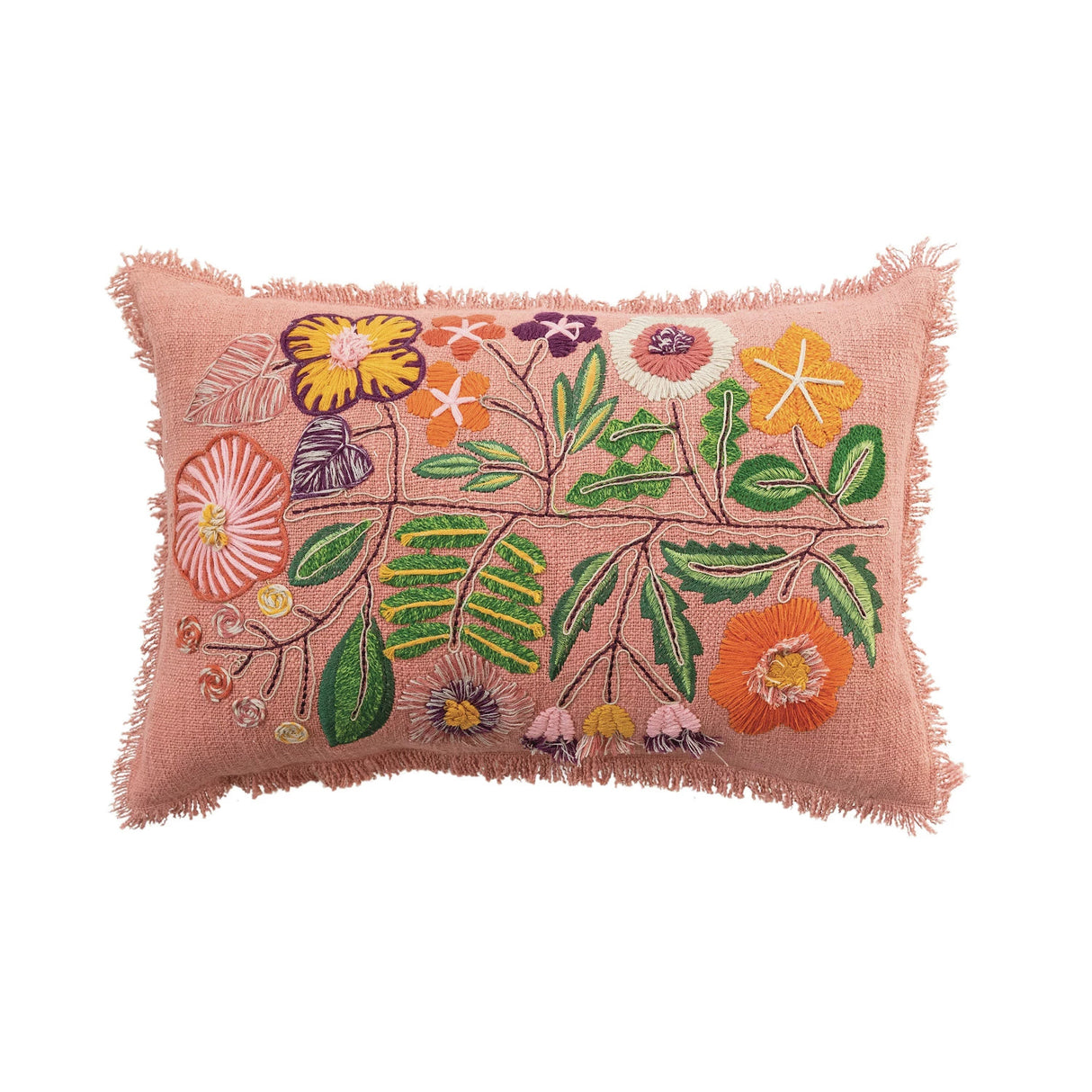 Embroidered Flowers Pillow