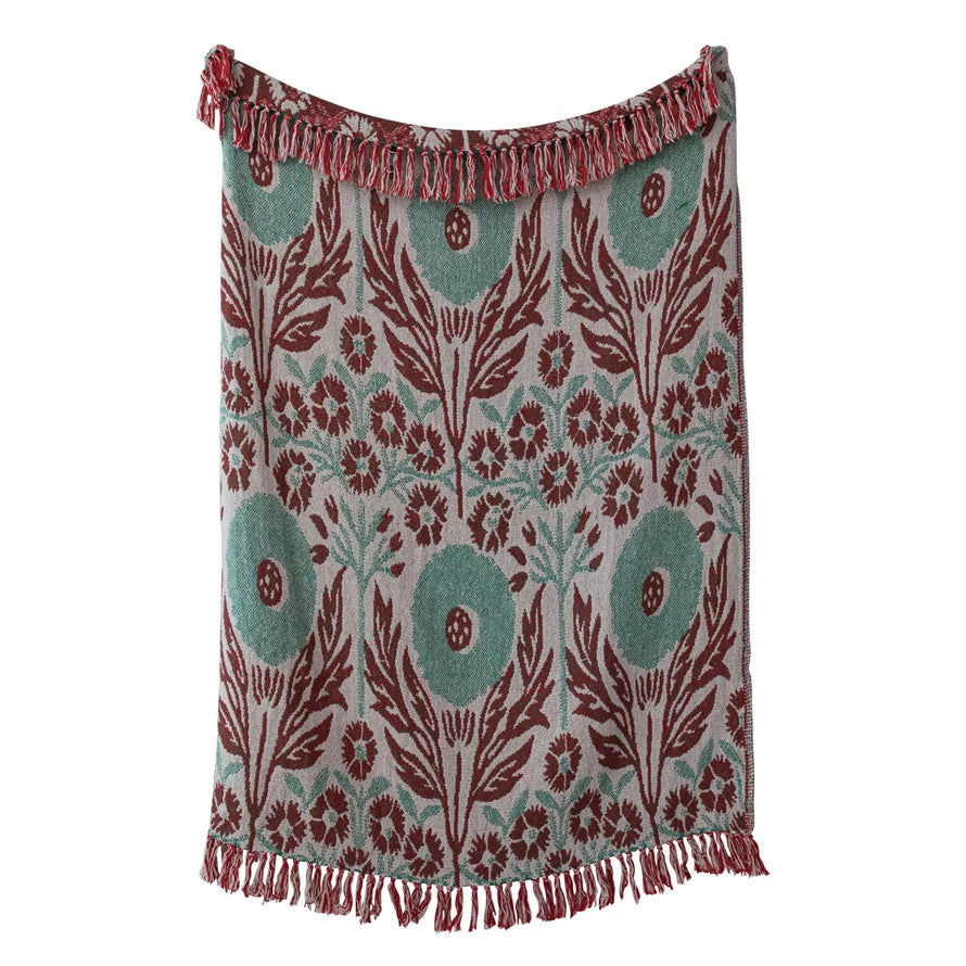 Teal & Berry Floral Throw Blanket