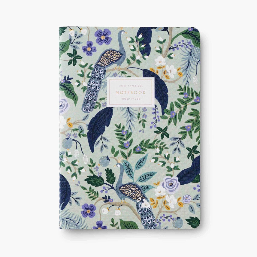 Botanical Peacock Notebooks - Set of 3