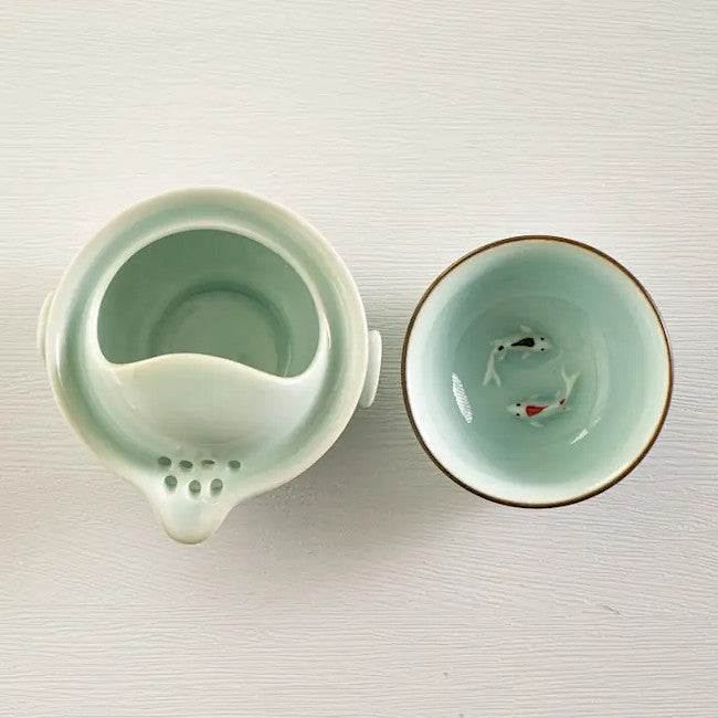 Koi Fish Tea Set for One - Light Blue
