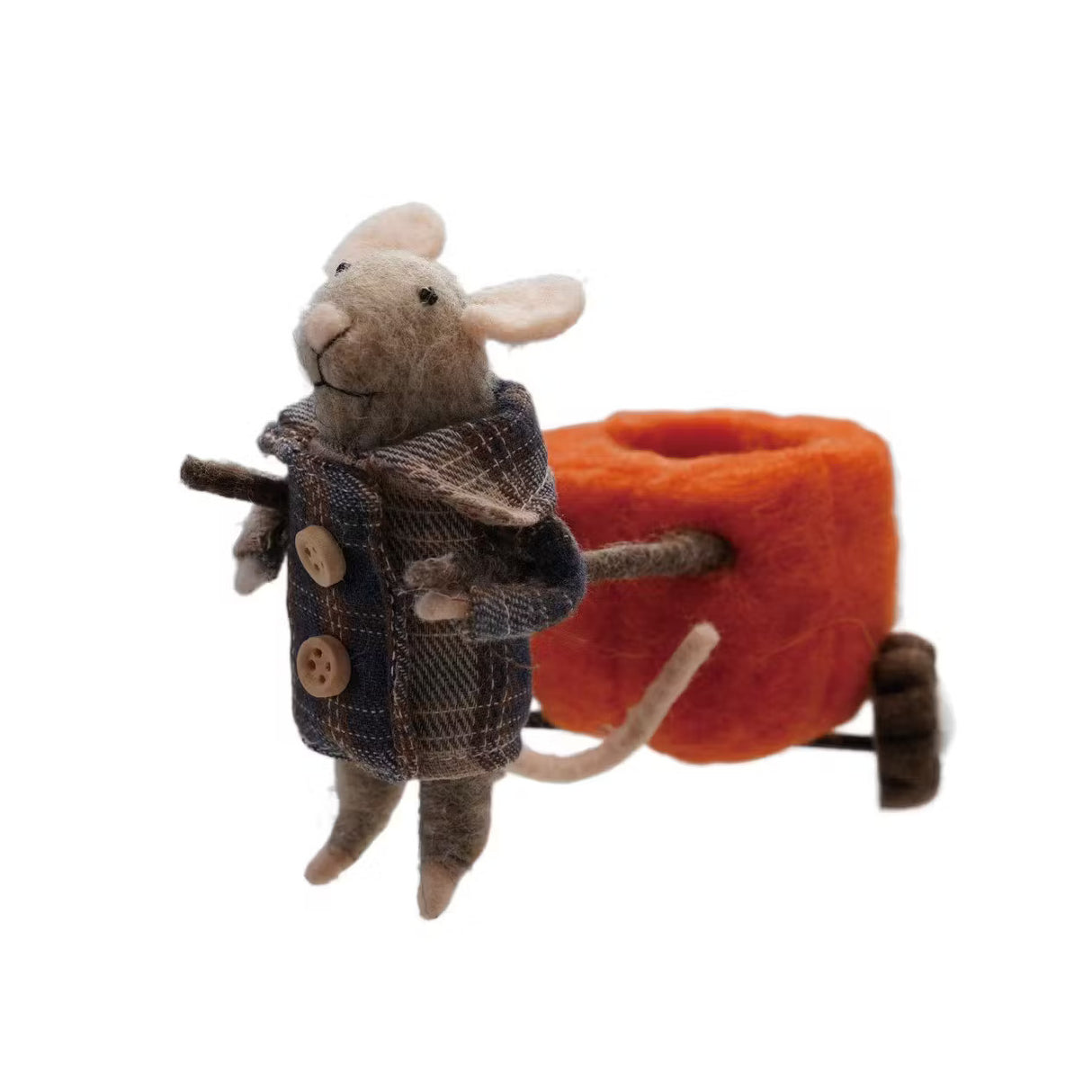 Felt Mouse & Pumpkin Wagon