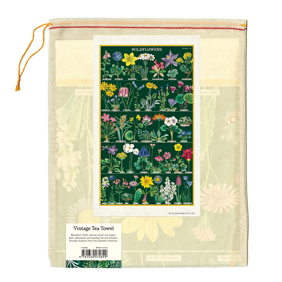 Vintage Wildflowers Tea Towel